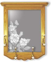 "Butterflies And Camelias" Flower Etched Mirror Coat Rack