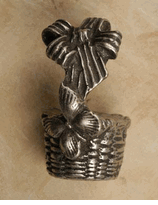 Butterfly On Basket Cabinet Knob/Pull In Pewter