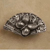 Butterfly On Fan Cabinet Knob/Pull In Pewter