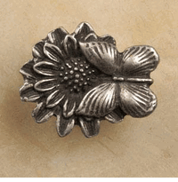 Butterfly On Flower Cabinet Knob/Pull In Pewter