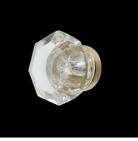 Cabinet Knobs, Clear Crystal Octagon Cabinet Knob with brass Backplate