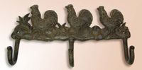 Cast Iron Rooster Triple Hook