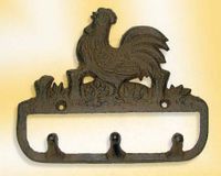 Cast Iron Rooster Triple Wall/Key Hook