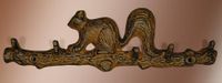 Cast Iron Squirrel On Tree Branch 5 Hook Key Holder