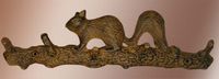 Cast Iron Squirrel On Tree Branch 5 Position Coat Rack