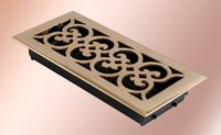 Celtic Design Floor Register, 4" x 10" Solid Cast Brass Brass W/Damper