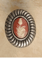 Charlotte Insert Medium Pewter Cabinet Knob/Pull / Cornelian Rose
