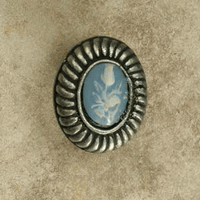 Charlotte Insert Small Pewter Cabinet Knob/Pull / Blue Cameo Rose