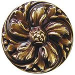 Chrysanthemum Cabinet Knob, Antique Brass