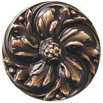Chrysanthemum Cabinet Knob, Antique Solid Bronze