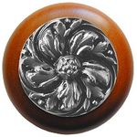 Chrysanthemum Cherry Cabinet Knob, Satin Nickel