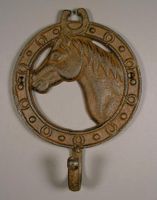 Circular Cast Ring Horse Tack Hook, Horseshoe Adorned