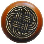 Classic Weave Cherry Cabinet Knob, Antique Brass