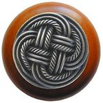 Classic Weave Cherry Cabinet Knob, Antique Pewter