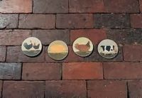 Coasters Multi Sandstone, 4 different barnyard animals
