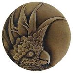 Cockatoo Cabinet Knob, Antique Brass, Facing Left