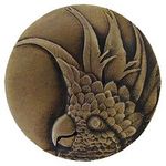 Cockatoo Cabinet Knob, Antique Brass, Facing Right