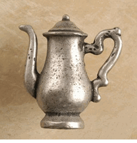 Coffee Pot Pewter Cabinet Knob/Pull (Facing Left)