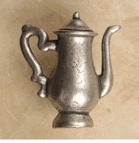 Coffee Pot Pewter Cabinet Knob/Pull (Facing Right)