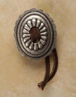 Concho With Leather Large Pewter Cabinet Knob