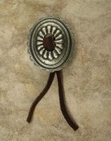 Concho With Leather Small Pewter Cabinet Knob