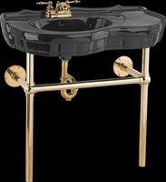 Console Sinks, Black Bistro II Vitreous China Sink With Brass Frame