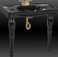 Console Sinks, Black Ebony Belle Epoque Vitreous China Deluxe Sink