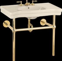 Console Sinks, Bone Bistro I Vitreous China Sink With Brass Frame