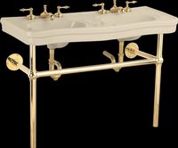 Console Sinks, Bone Bistro II Vitreous China Sink With Brass Frame