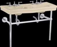 Console Sinks, Bone Double Bistro Vitreous China Sink With Chrome Frame