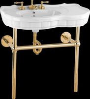 Console Sinks, White Bistro II Vitreous China Sink With Brass Frame