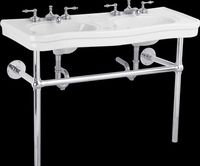Console Sinks, White Double Bistro Vitreous China Sink With Chrome Frame