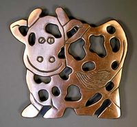 Copper Finished Cast Iron Cow Trivet