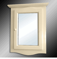 Corner Medicine Cabinet With Mirror, Bone Painted Finish