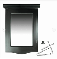 Corner Medicine Cabinet With Mirror, Dark Oak Stain Finish