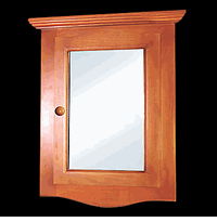 Corner Medicine Cabinet With Mirror, Golden Oak Stain Finish