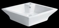 Corner Sinks, Carre White Vitreous China Countertop Corner Vessel Sink