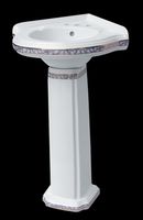 Corner Sinks White/Cobalt Trim, Portsmouth Corner Pedestal Sink