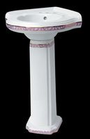 Corner Sinks, White/Rose Trim Vitreous China Portsmouth Pedestal Sink