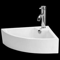 Corner Sinks, White Vitreous China, Angle Countertop Corner Sink