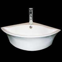 Corner Sinks, White Vitreous China Countertop Vessel Sink