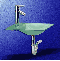 Sonoma Small Green Glass, Rectangular Countertop Sink Combo Set