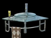 Danube Clear Glass & Stainless Corner Sink
