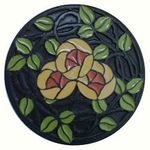 Delaney's Rose Cabinet Knob, Yellow Coral Flower/Dark Brass