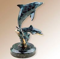 Delightful Dolphin Duo Metal Art Sculpture