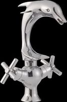 Designer Faucet, Single Hole, Chrome Plated Brass Dolphin Faucet
