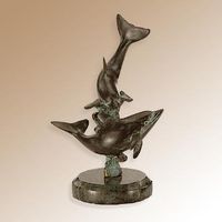 Diving Double Dolphins Metal Art Sculpture