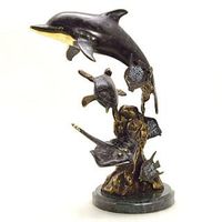 Dolphin And Undersea Friends Brass Sculpture