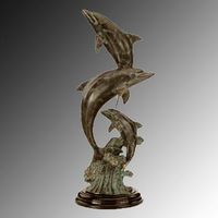 Dolphin Family Metal Art Sculpture