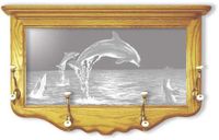 Dolphins Etched Mirror Coat Rack